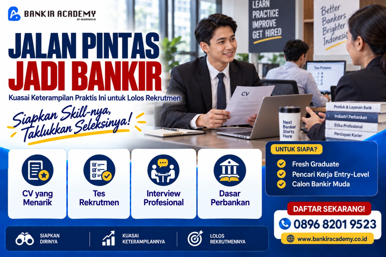 Banner Jalan Pintas Jadi Bankir: Kuasai Keterampilan Praktis Ini untuk Lolos Rekrutmen